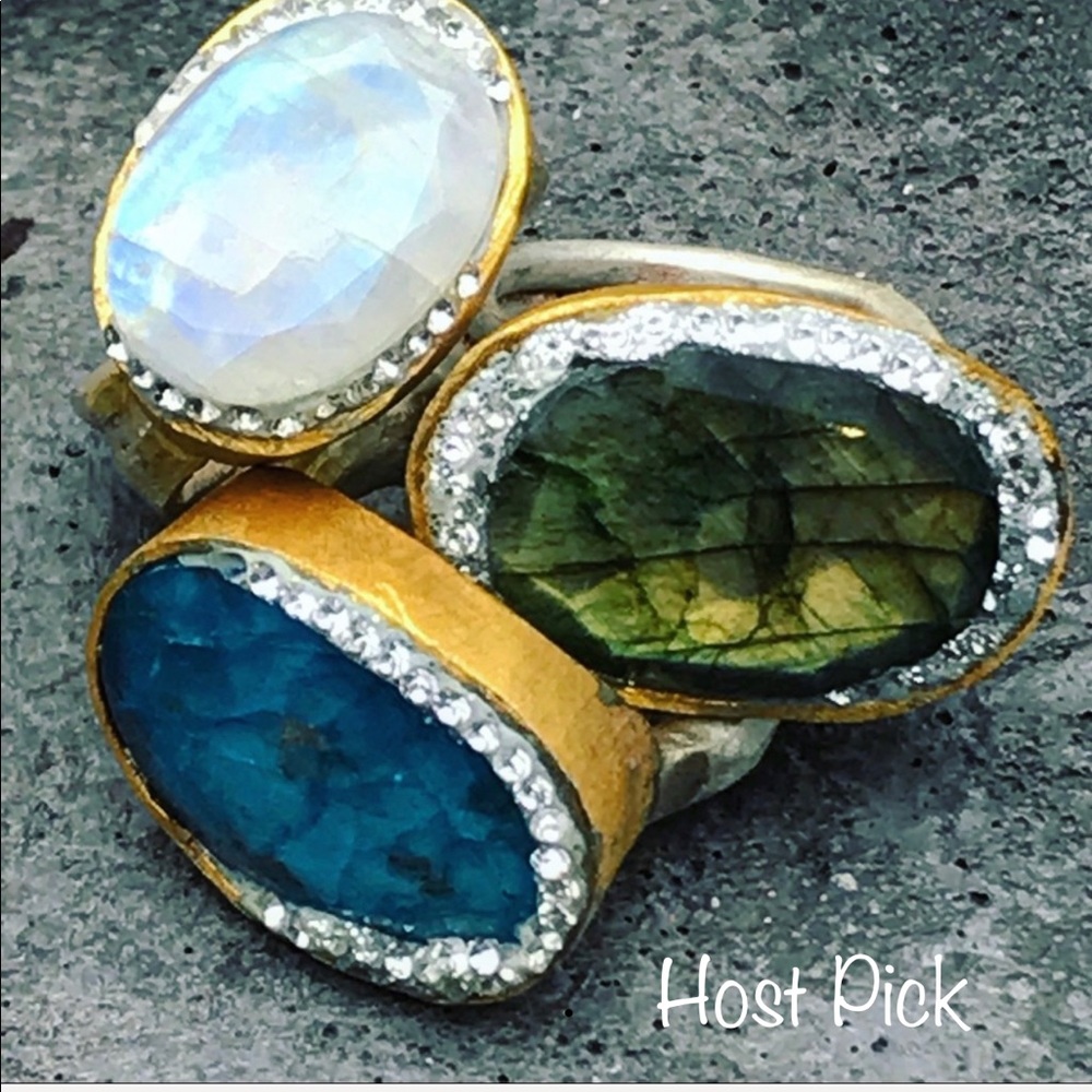 Handmade Moonstone Ring 24k gold & sterling silver